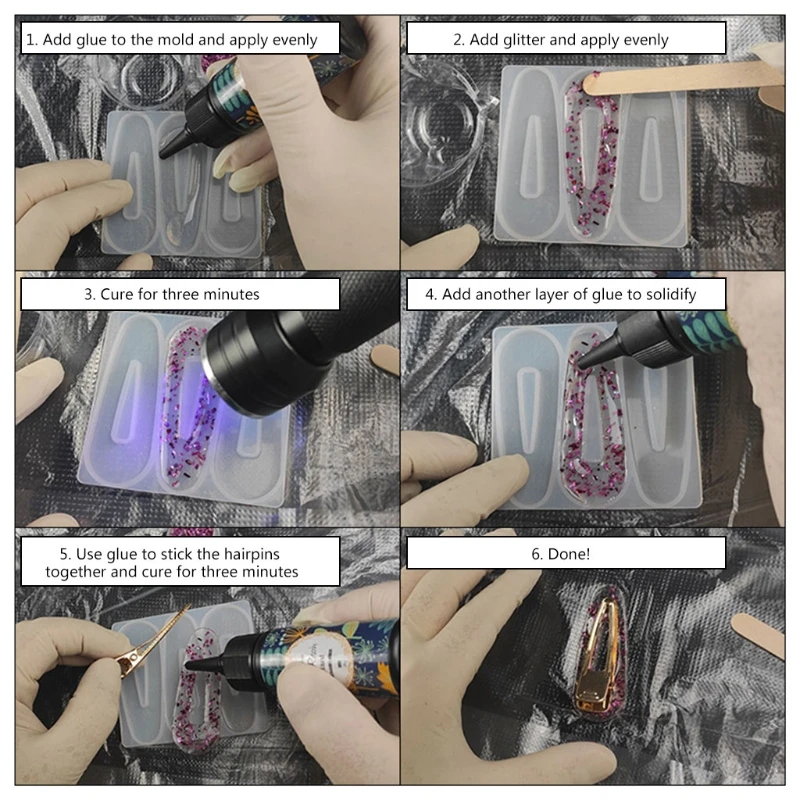

1 Set Crystal Epoxy Resin Mold Hair Pin Casting Silicone Mould DIY Crafts Jewelry Making Tool