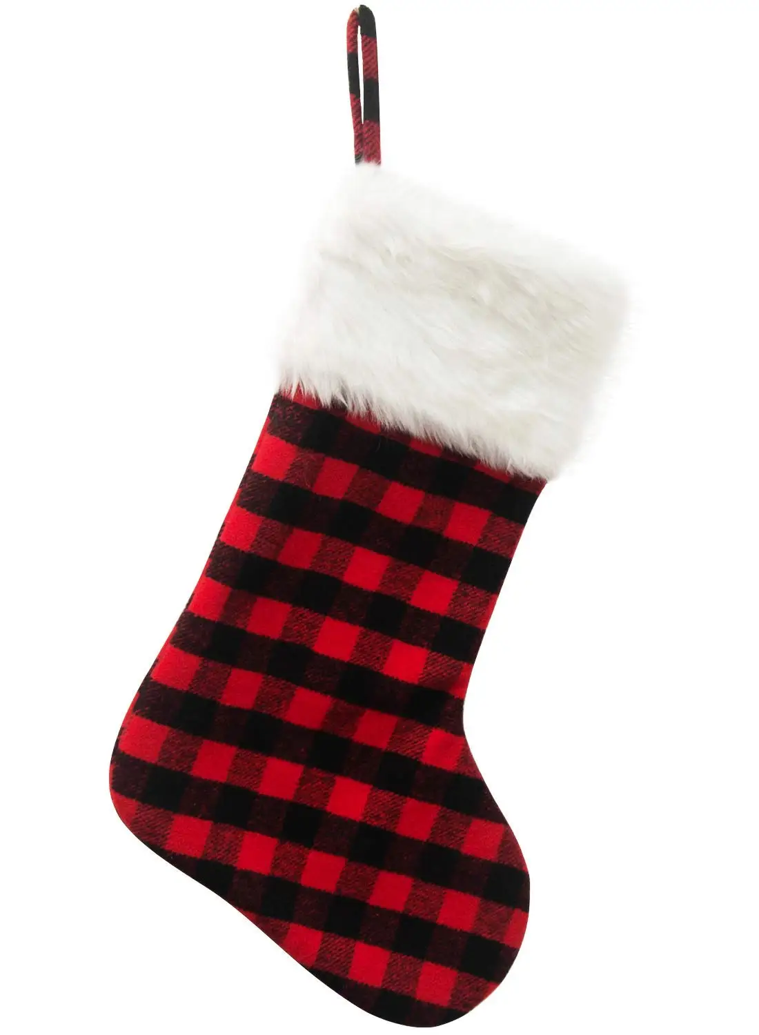 

20inch Christmas Stocking Plaid Sock For Holiday Party Decoration