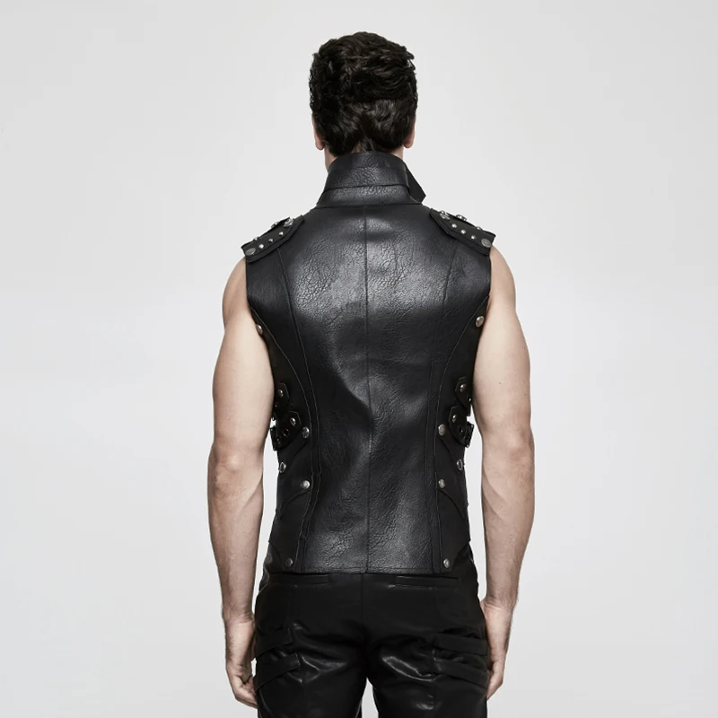 Жилет мужской Байкерский в стиле панк-рока куртка из искусственной кожи милитари