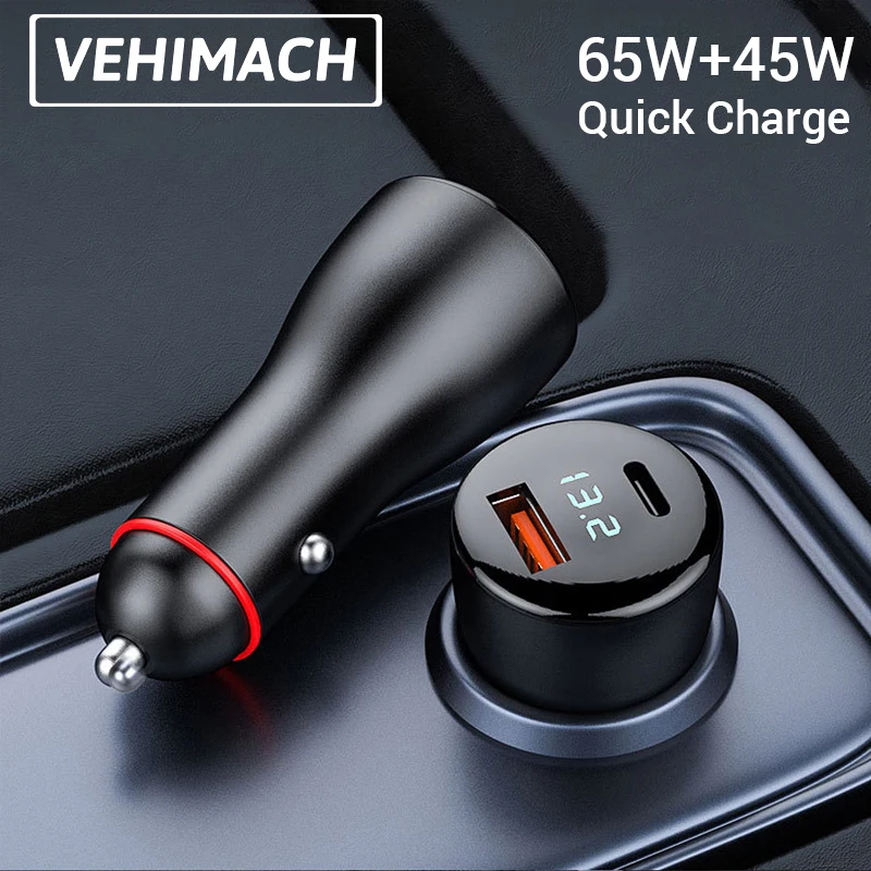 PD65W + 40 Вт быстрая зарядка автомобильное зарядное устройство Type c/USB порт 100
