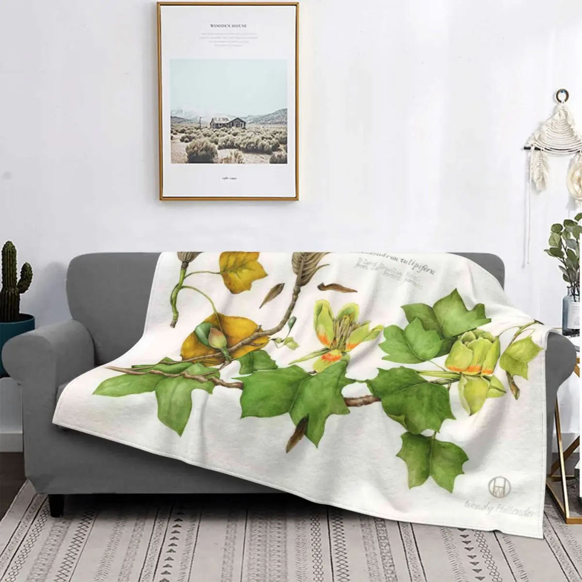 

Botany Blanket Plant pattern Printed Super Warm Breathable Coral Fleece Throw Blankets For Bedroom Thin