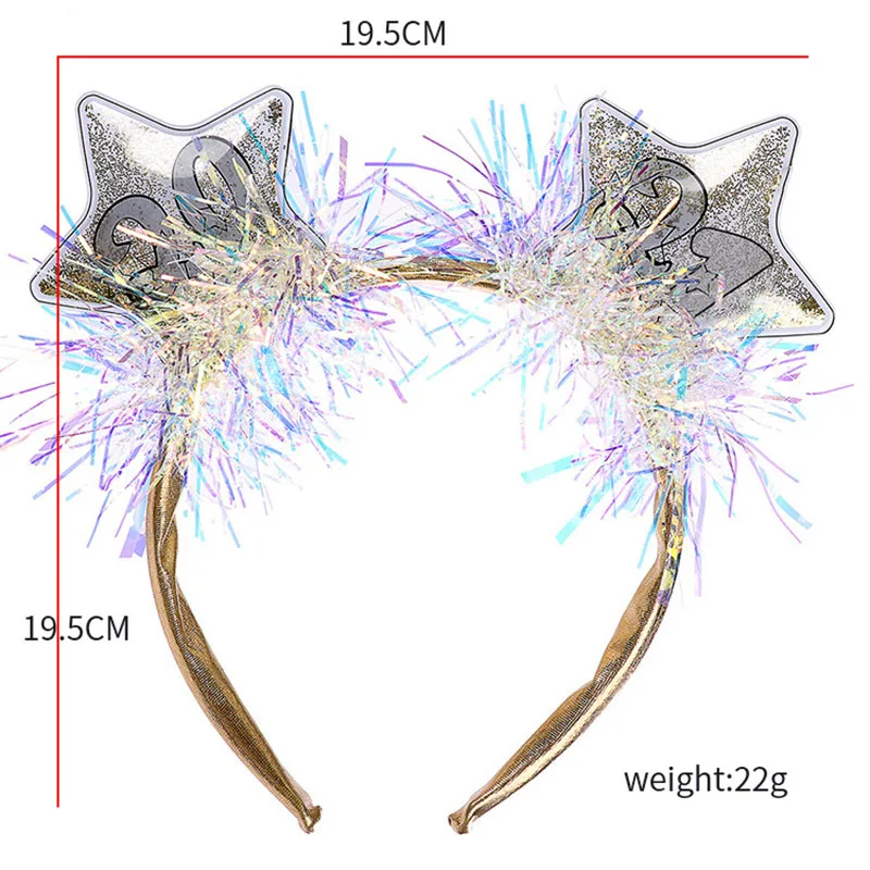 

Five-Pointed Star Christmas Headband 2021 New Year Eve Party Decorations Hairbands Hair Band Hoops For Women Girls Gifts