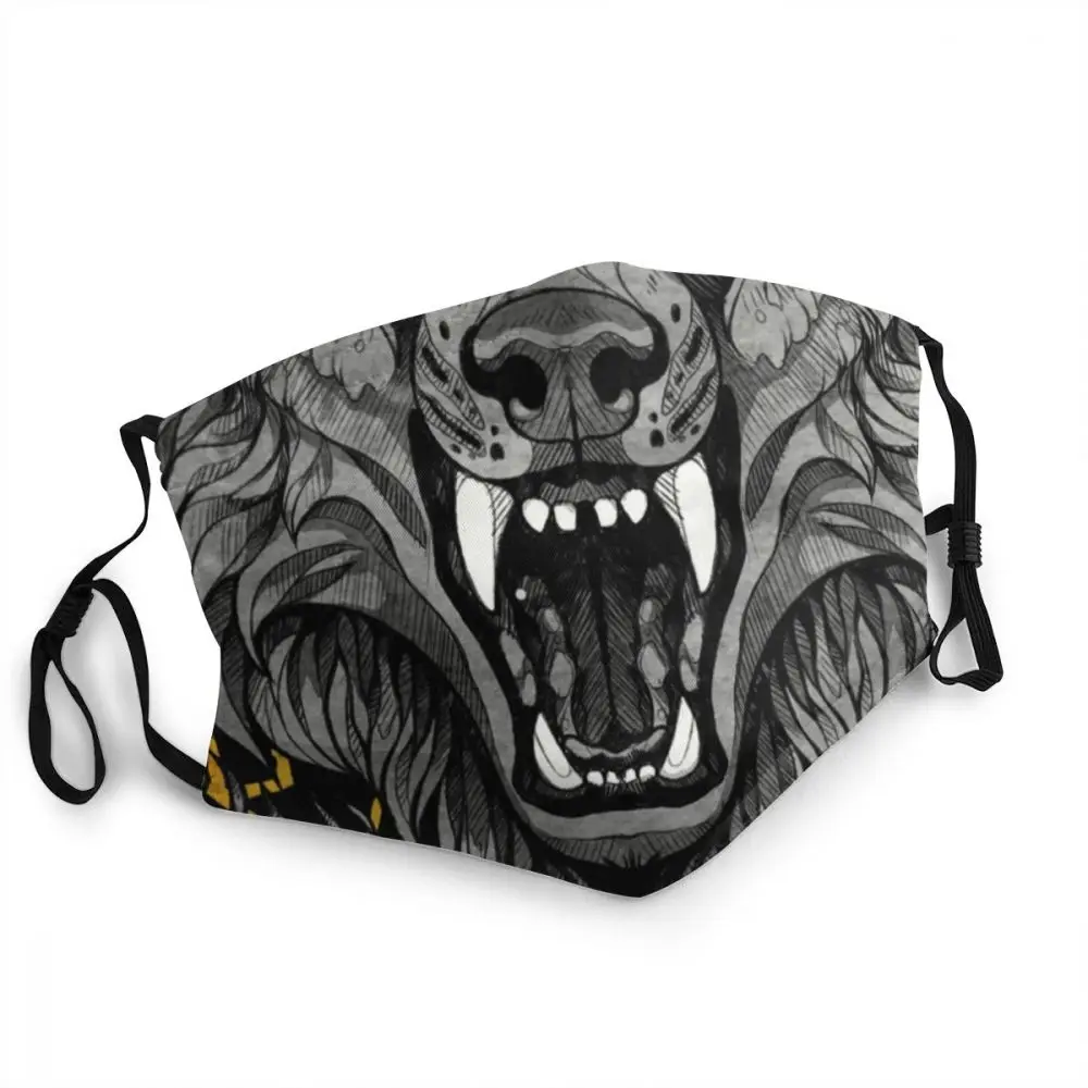 

Halloween Wolf Reusable Unisex Adult Mouth Face Mask Scary Wolf Dustproof Protection Cover Respirator Mouth-muffle