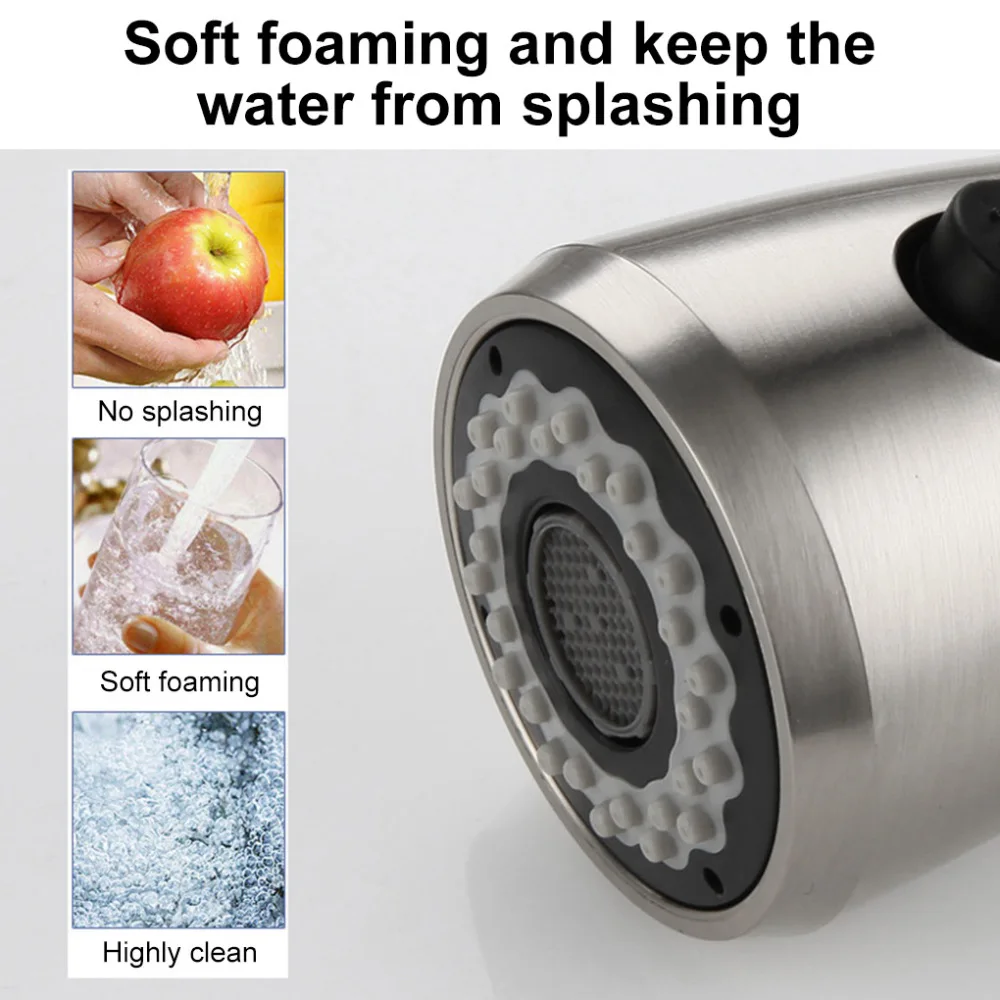 Кухонный кран из матового никеля выдвижной носик с одним отверстием и смеситель