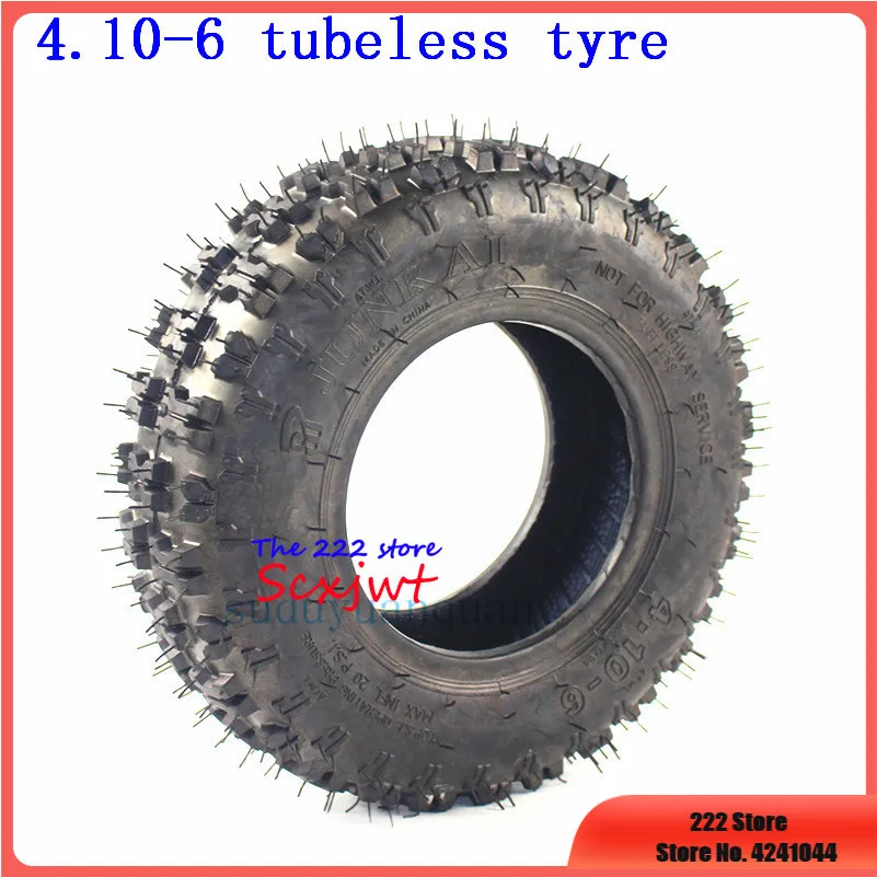 ATV Accessories 4.10-6 tubeless tires Vacuum tyres for Go kart ATV  snowplow Snowmobile beach MIni Quad  6 inch atv wheel tire