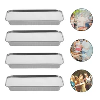 15 sets disposable bbq drip pan tray aluminum foil tin liners barbecue box food container grill catch tray with lids for cooking
