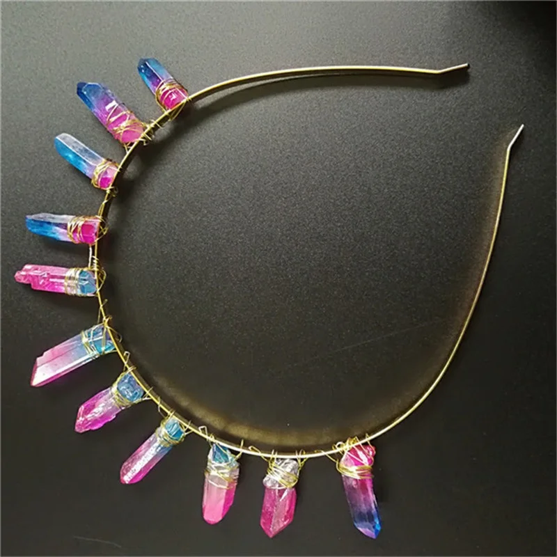 

Natural Raw Aura Point Headband Spiritual Healing Crystals for Wedding Gifts