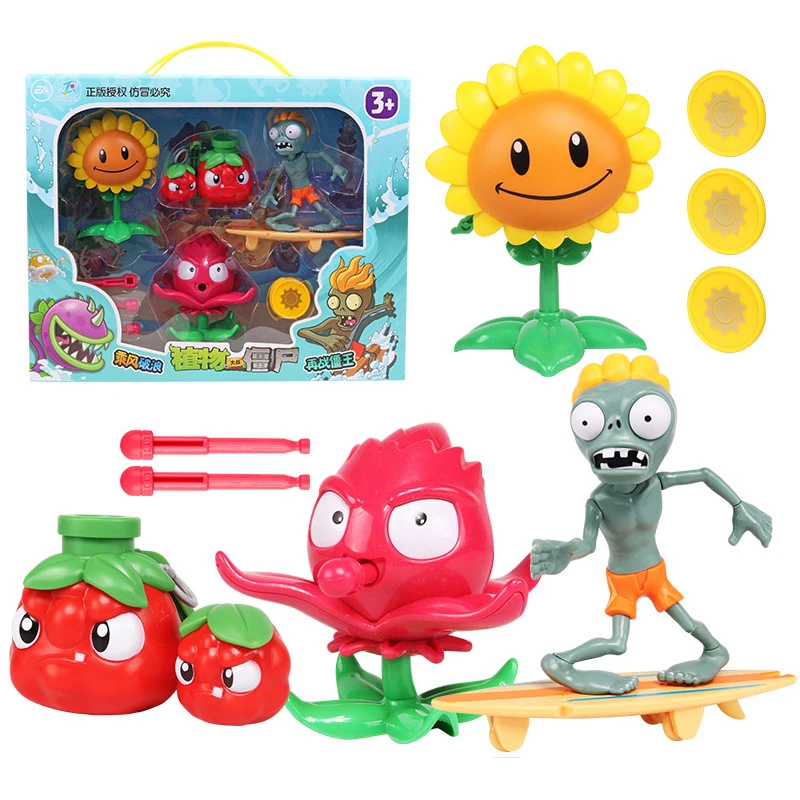

4pcs/lot Plants vs Zombies Figure Toys Full Set Gift for Boys Ejection Anime ChildrenS Dolls Action Figure Model Toy Without Box