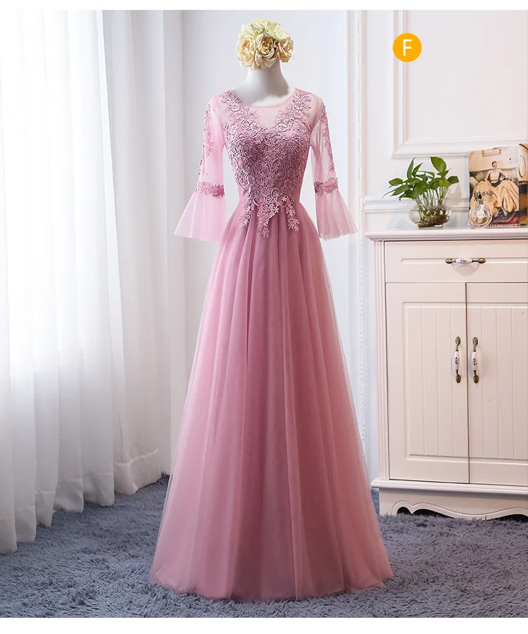 MNZ-9858Z# платье подружки невесты новые зимние рождественские платья средней длины с длинными рукавами г. Бледно-лиловый на шнуровке для девочек