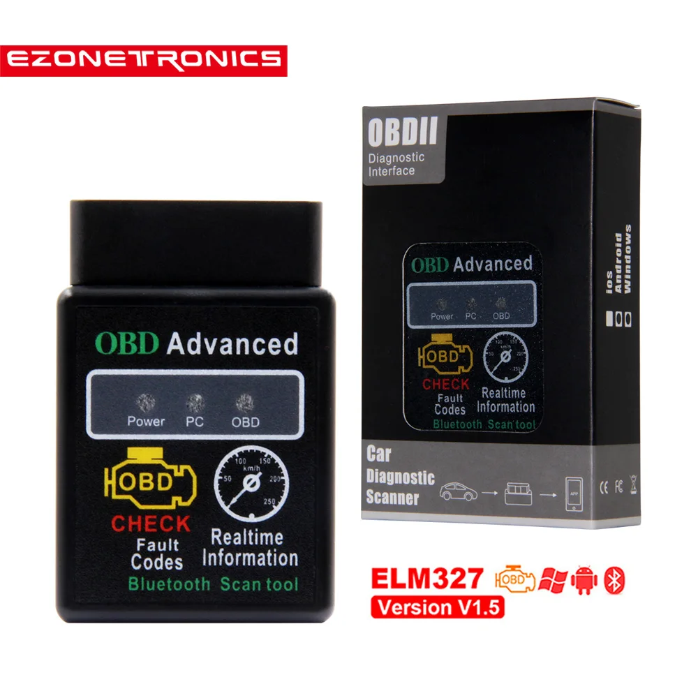 Автомобильный диагностический сканер OBD2 ELM327 Bluetooth V1.5 адаптер OBDII считыватель