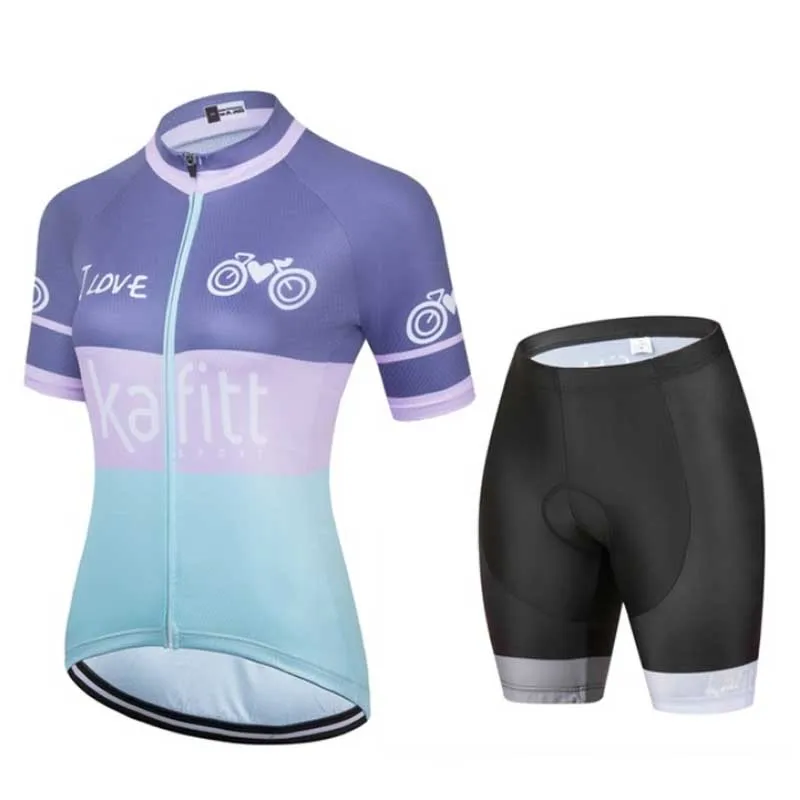 

Women's Bicycle Cycling Clothing Pro Coat Racing Shirt With Bib Shorts Set Mountain Bike Breathable Short Cleeve Top Sportswear