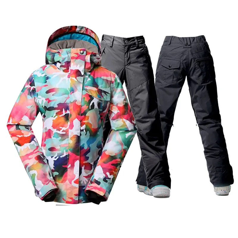Модный Камуфляжный женский зимний костюм 10K водонепроницаемые ветрозащитные