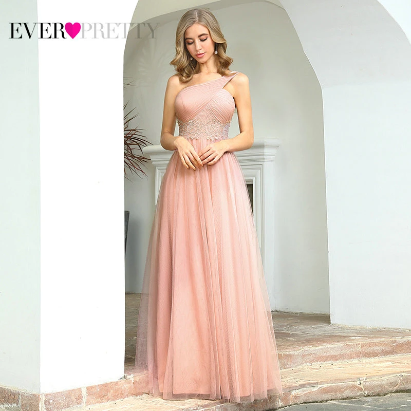 Женское длинное платье подружки невесты Ever Pretty розовое элегантное