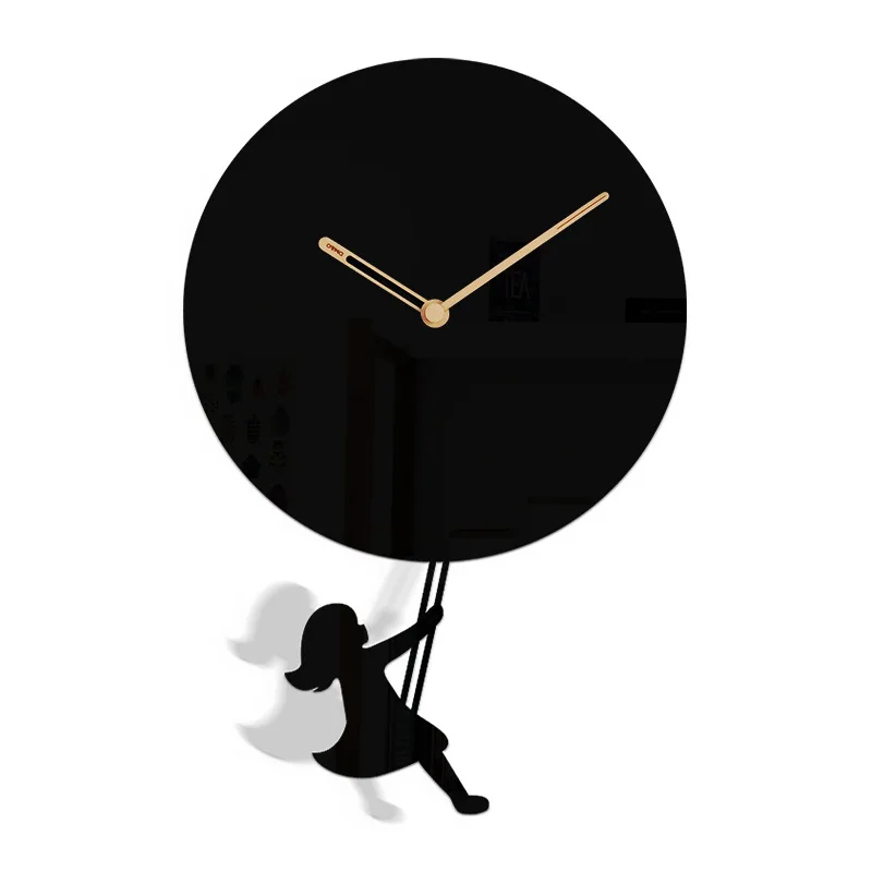 

2020 creative clock swing swing simple living room bedroom girl heart wall decoration acrylic home decore wall stickers