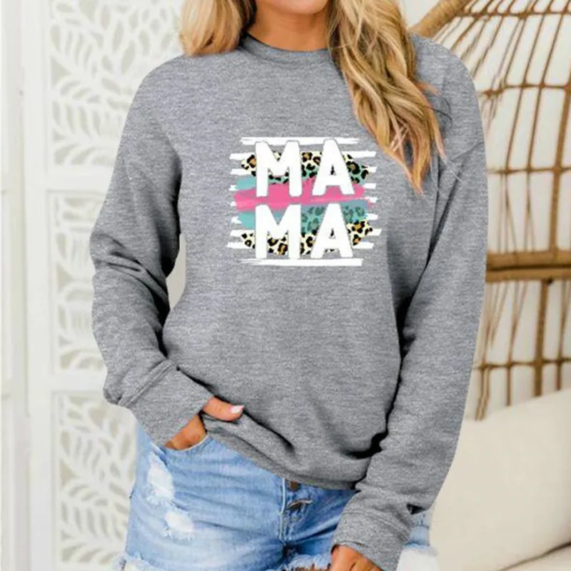 

hirigin Spring Autumn Women Letter Printed Sweatshirt Fashion Ladies Casual Club Streetwear Solid Color Pullovers Tops S-XXL