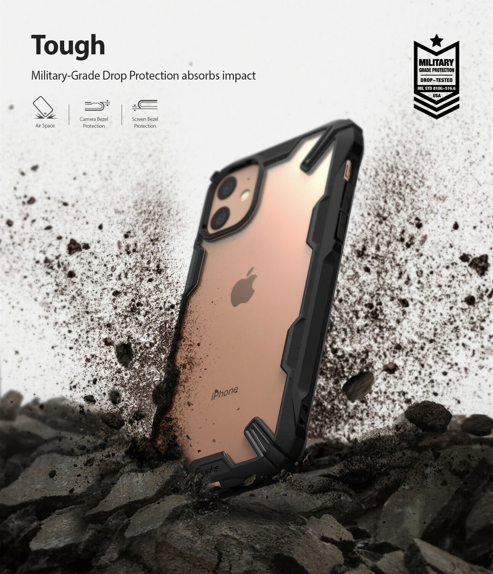 Чехол Ringke Fusion X для iPhone 11 сверхпрочный амортизирующий Прозрачный жесткий чехол из