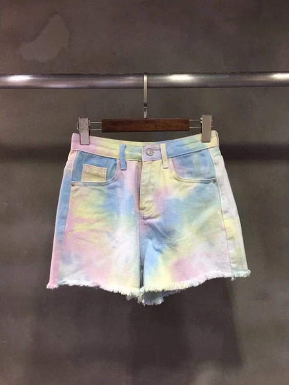 

2021 новая женская мода свободные симметричная с карманами украшения цвет шить все-матч джинсовые шорты повседневные штаны 426