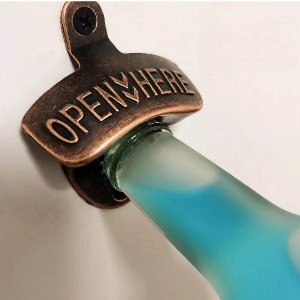 

Zinc Alloy Beer Bottle Opener Creative Vintage Wall-mounted Beer Bottle Opener Wall Hook Bottle Opener 4 Colors