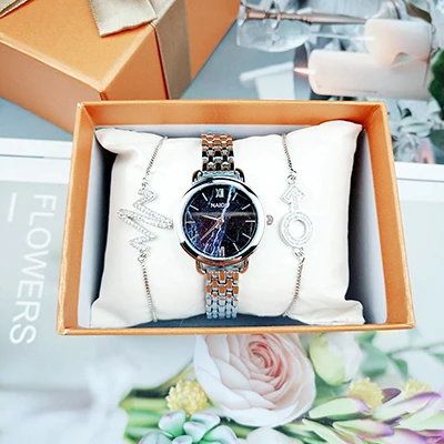 watch set as photo 3 шт., хит, набор часов, женские, сплав, популярные, дизайнерские часы, с павлиньим лицом, женская одежда, наручные часы с ювелирным браслетом для подарка - Цвет: watch set as photo