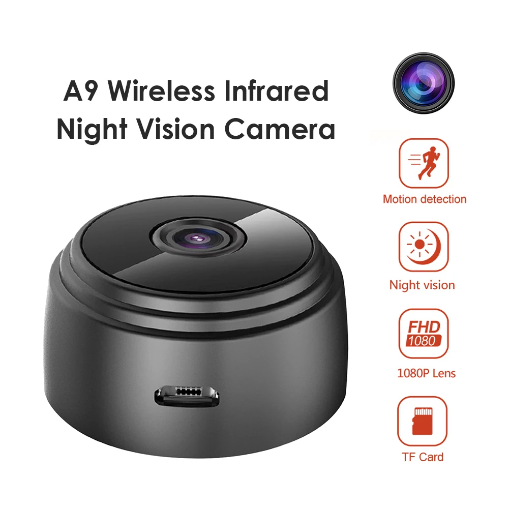 

A9 1080P HD Mini Wireless WiFi IP 150 Degrees Camera Motion Detection IR Night Vision Home Security CCTV Surveillance Camera