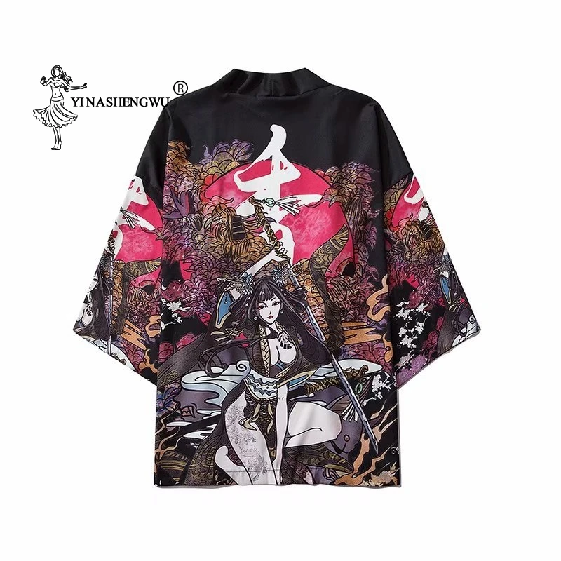 Женские и мужские японские кимоно красоты самурайской одежды традиционная блузка Японии юката хаори азиатский кардиган костюмы топы для пляжа.