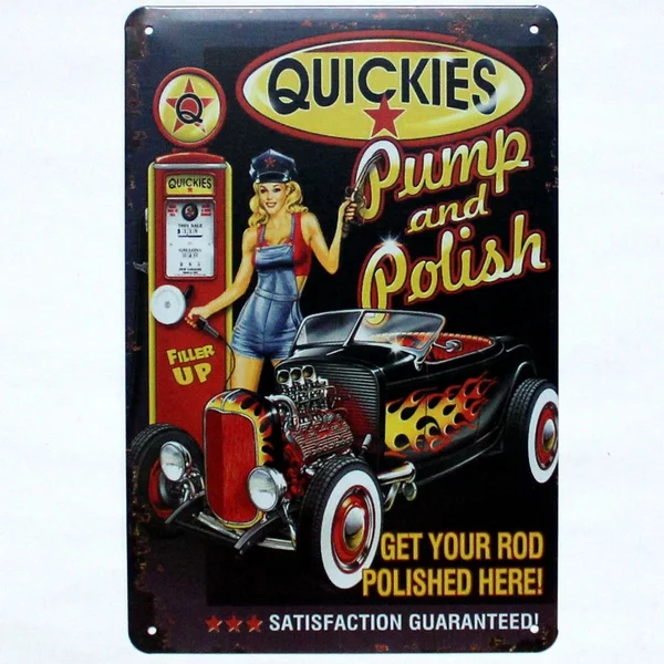 

Metal Tin Sign Pump and Polish Decor Bar Pub Home Vintage Retro Poster Cafe