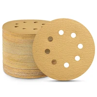 100pcs 5inch gold sanding discs hook and loop 8 holes 60 grit sander sandpaper