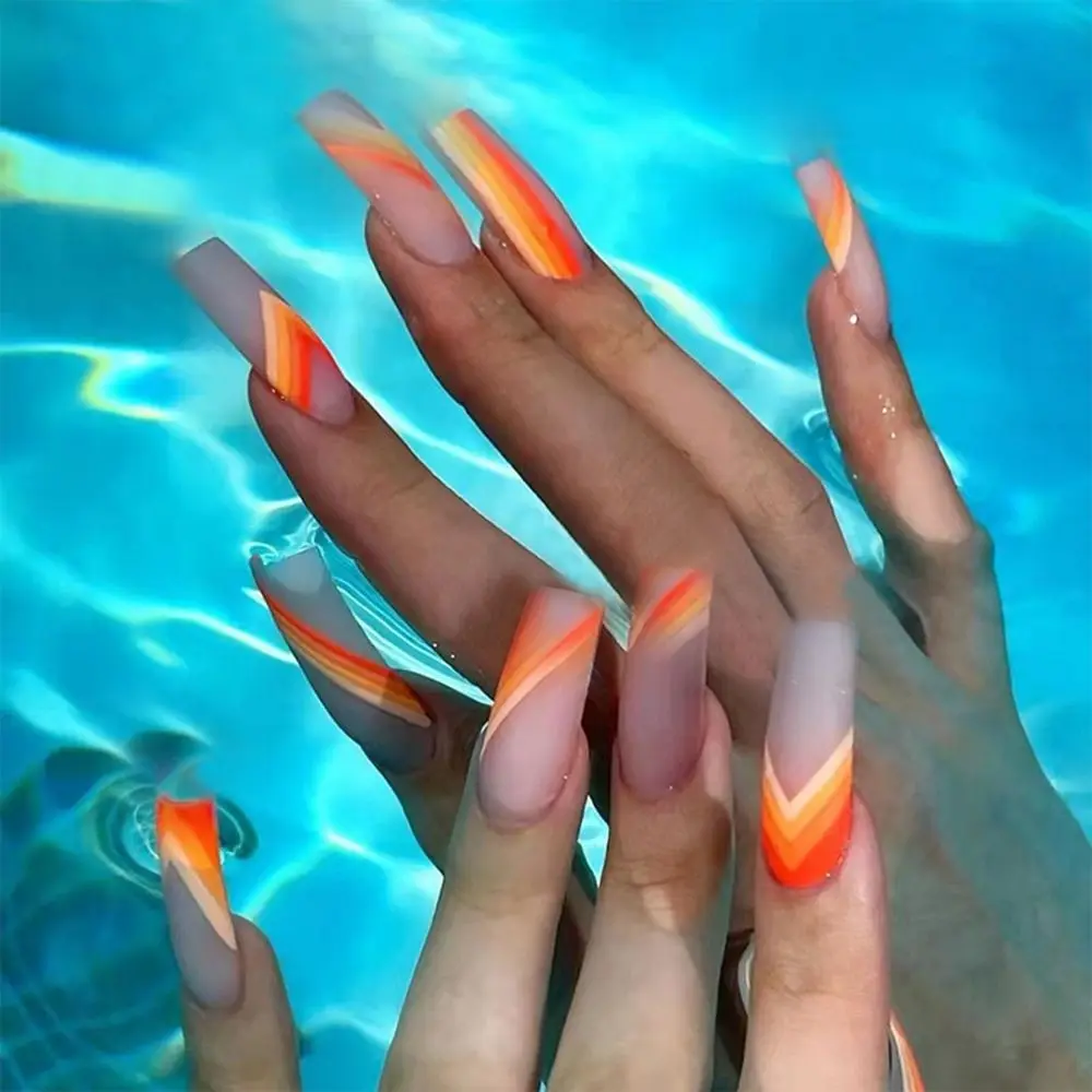 

24pcs/Box Press On Nails Full Cover Artificial Detachable Nail Tips Coffin False Nails Fake Nails Wearable