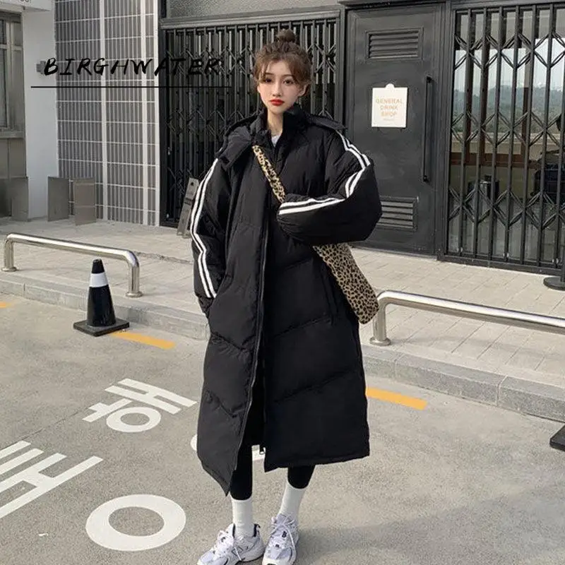

Winter Coat Women X-length Puffer Hood Bomber Basic Jackets Long Female Coat Loose Parka Plus Size Hoodies Outerwear Snow Wear