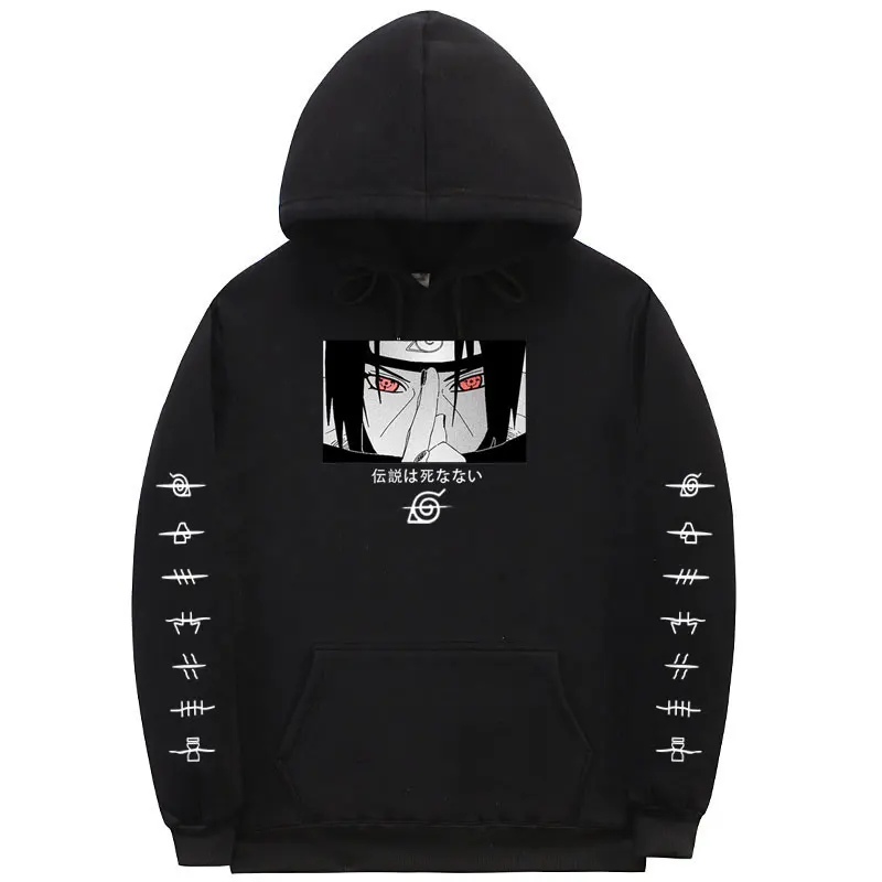 

Cartoon Hoodies Sweatshirt Men Women Sasuke sudadera Black white hoodie Japanese Streetwear sweat tops coat