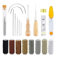 29pcs leather craft stitching tools set sewing special needles awl thimble waxed thread for diy handmade craft supplies