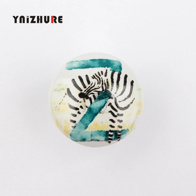 zebra YINZHURE бренд Сельский Acme скандинавском стиле Керамический одинарный круглый K Шкаф Кухня сад дверь ручка современного шкафа Ручка - Цвет: zebra