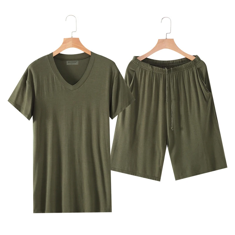 Plus Size 2021 Summer Men Pajamas Short Sleeves Male Pajama Set Men Modal 2 Pieces Pajamas For Men Sleepwear Suit Homewear L-4XL