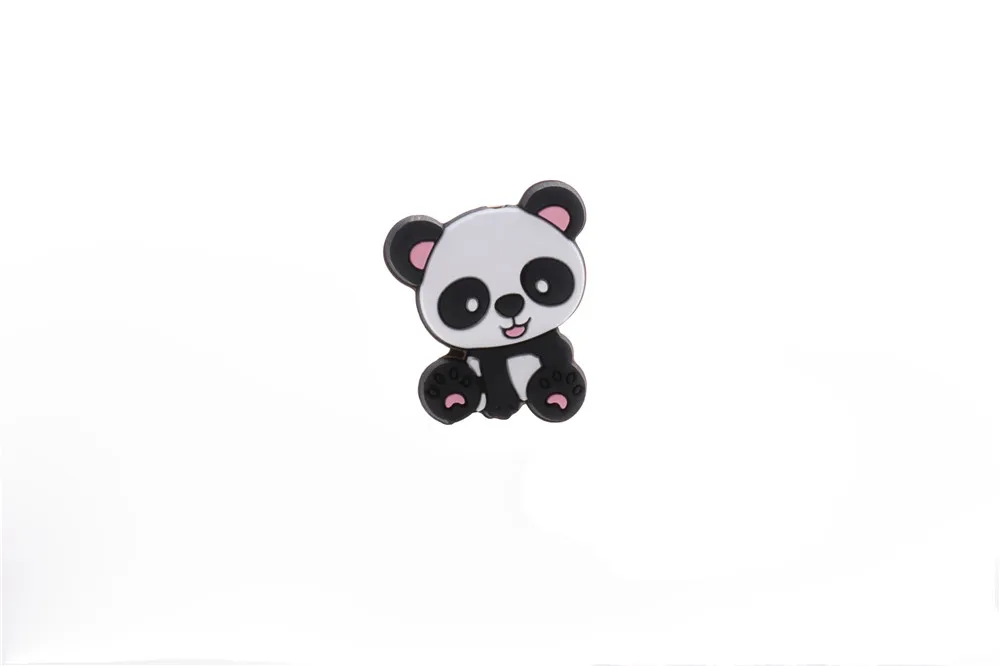 5 uds., Mordedor de silicona para beb&eacute; con cuentas de Panda, collar de dentici&oacute;n infantil sin BPA, accesorios de cadena para chupete, juguete DIY de grado alimenticio para roedores-1