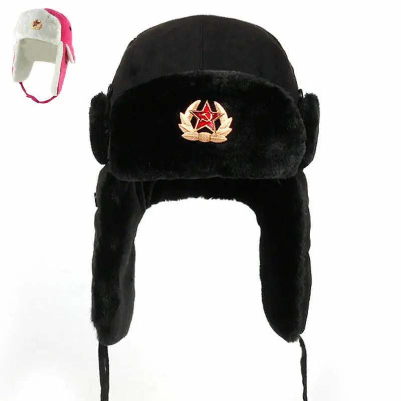 Hirigin русская Мужская армейская модель зимние теплые шапки бомберы Кожаная шапка