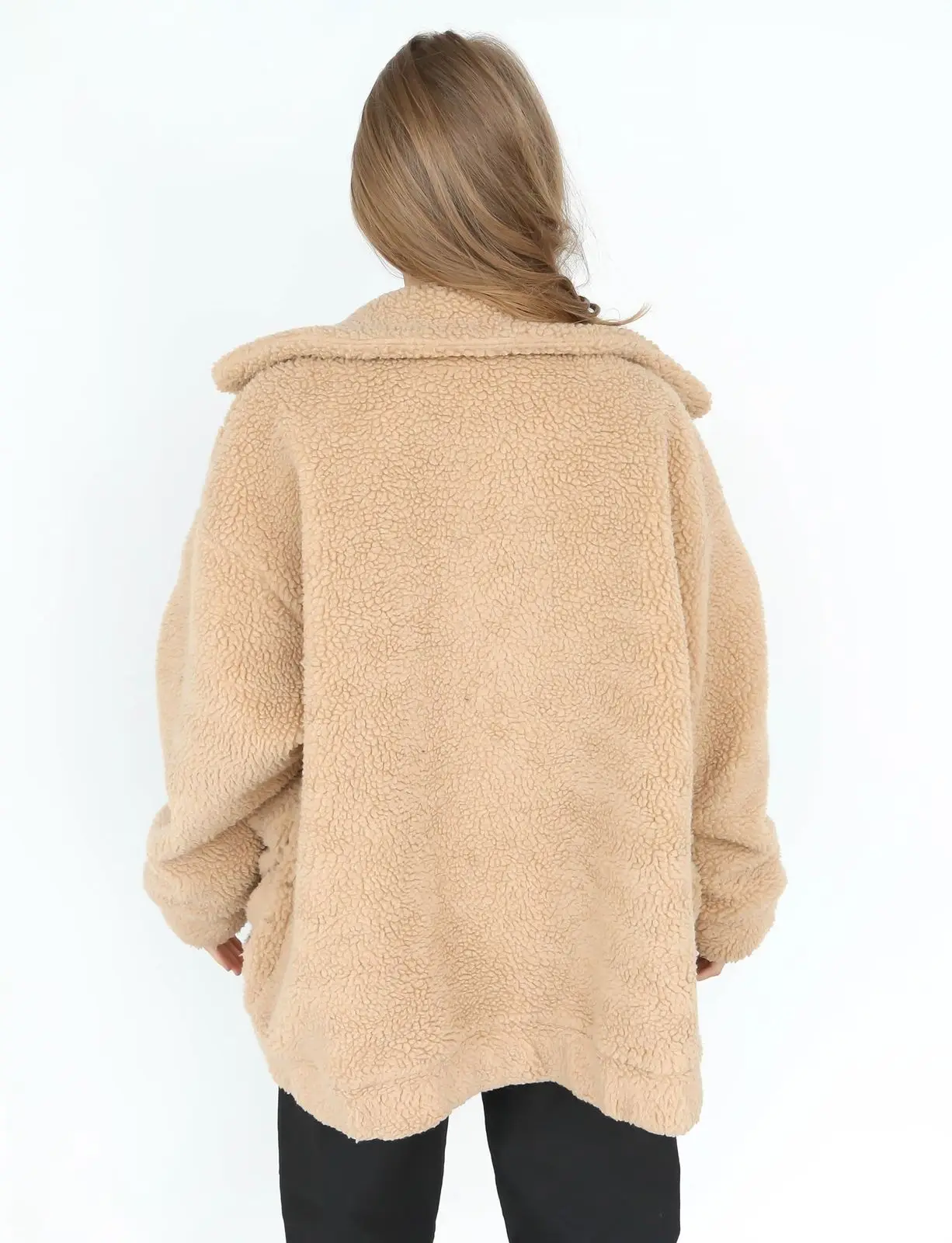 

Women's Ladies Long Sleeve Oversized Loose Knitted Sweater Jumper Cardigan Cotton Outwear Black Khaki