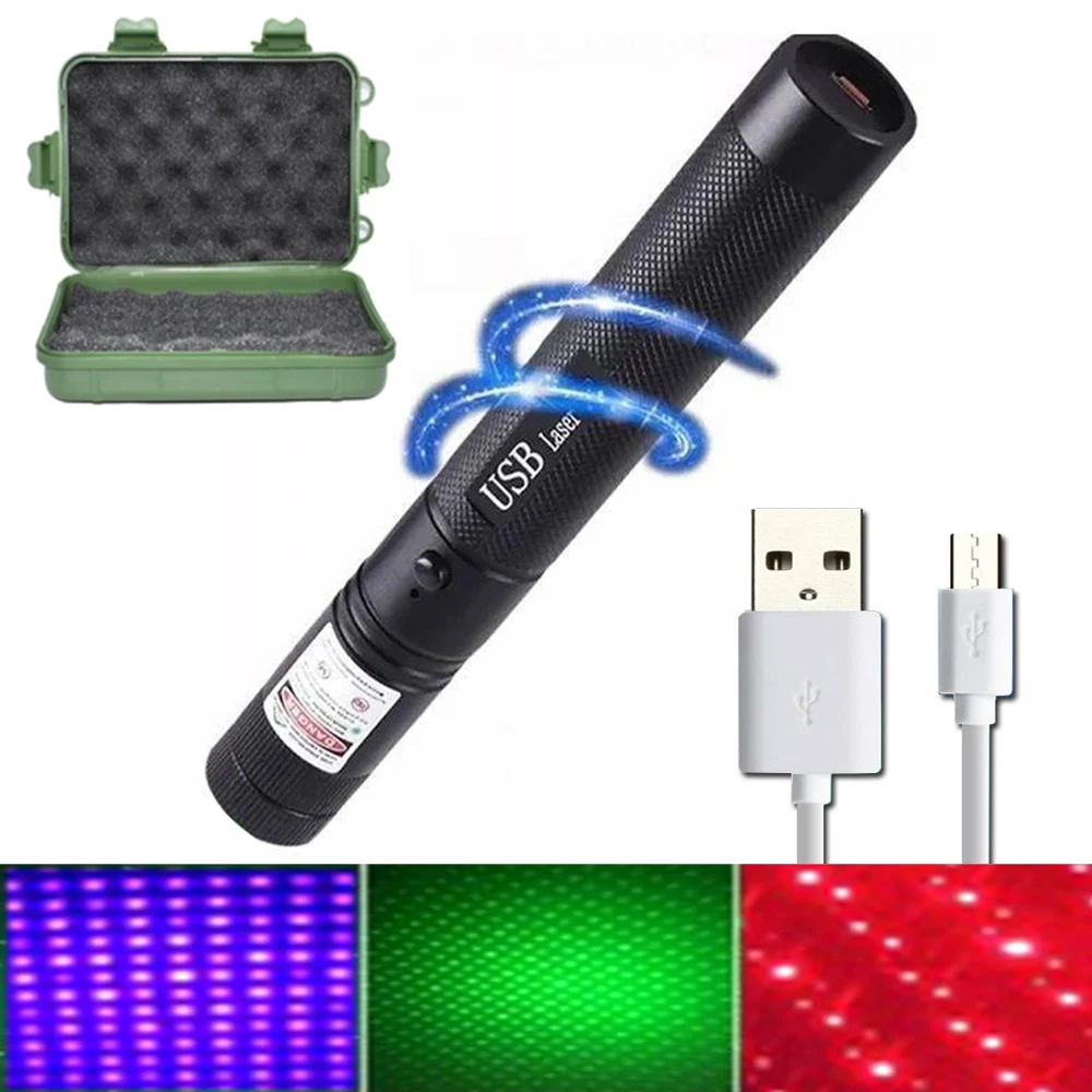 Зеленый лазерный прицел Красная лазерная USB зарядка 303 указка светильник 532nm 5 мВт