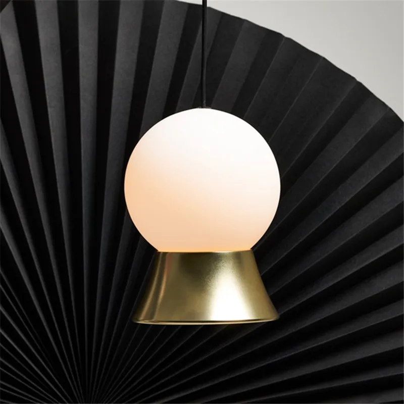 Nordic LED Glass Round Chandelier Bedside Fish Line Lamps Modern Minimalist Stairs Porch Restaurant Fuji Ball Hanging Lamp | Лампы и