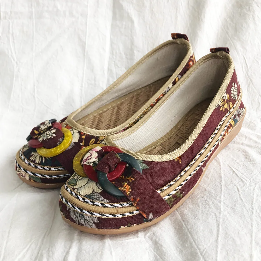 Veowalk/женские парусиновые балетки на плоской подошве Украшенные бусинами и