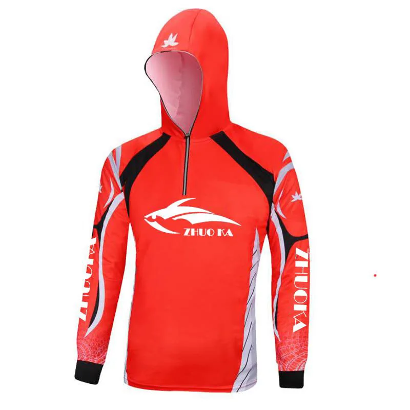 Летняя рыболовная Джерси с длинным рукавом и капюшоном для мужчин женщин дышащая