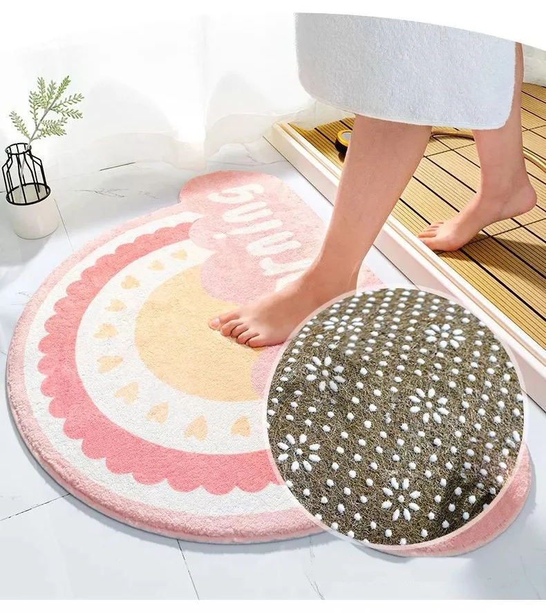 

Полукруглый напольный коврик Домашний Декоративный Придверный коврик Противоскользящий Радужный напольный коврик с принтом для унитаза к...