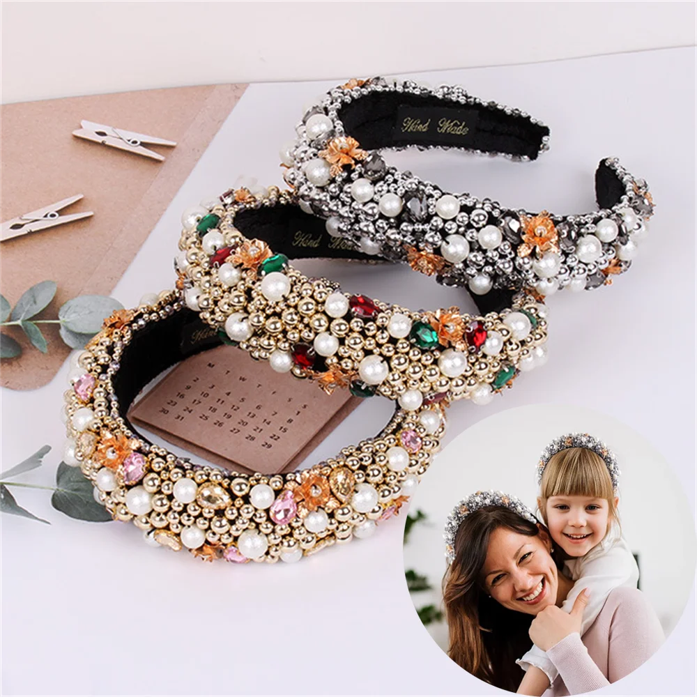 

Повязка на голову с жемчужинами и кристаллами в стиле ретро