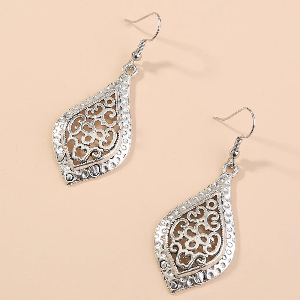 Популярные богемные серьги с листьями полые геометрические старинные простые