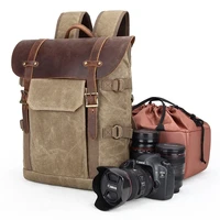 mens double shoulder camera bag dslr camera bag waterproof batik canvas retro digital camera backpack photo bag large capacity