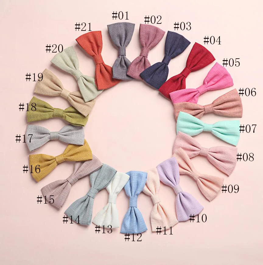 

24Pcs/Lot 3.3" Solid Cotton Hair Bows Baby Hairclip,Girls Fabric Bow HairGrips Baby Headband,Kid Hairtie Hair Accessories