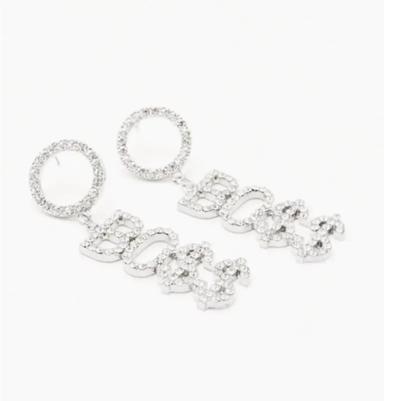 Новинка женские длинные висячие серьги с кристаллами и буквенным принтом