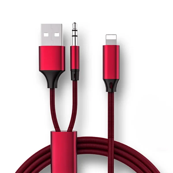 Красный ACCEZZ 2 в 1 Aux аудио адаптер для iPhone 7 8 X XS MAX XR Plus зарядный подслушивающий разъем 3,5 мм разъем для наушников кабель динамика - Цвет: Красный