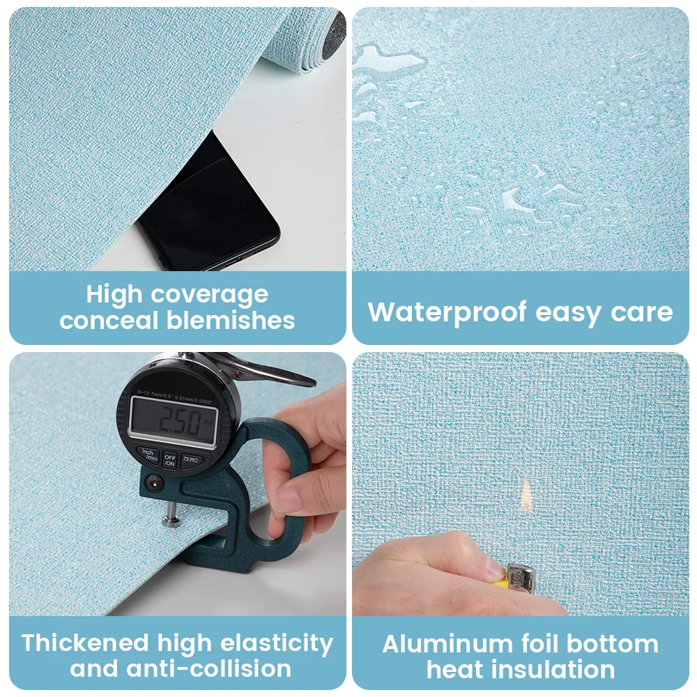 Водостойкие обои для кухни гостиной ванной комнаты самоклеящиеся однотонные