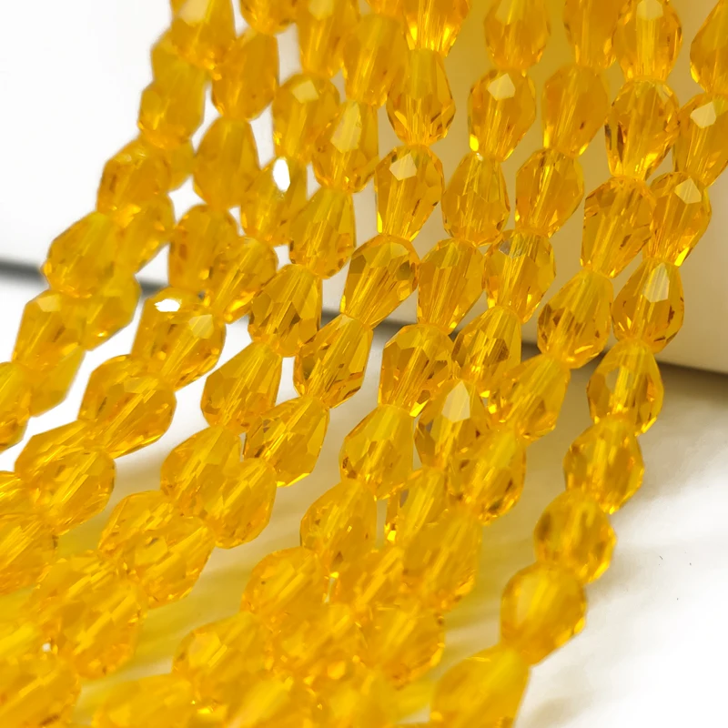 3x5 5x7 8x11mm Faceted Teardrop Glass Waterdrop Austria Yellow Crystal Beads Loose Spacer Beads for Jewelry Making DIY