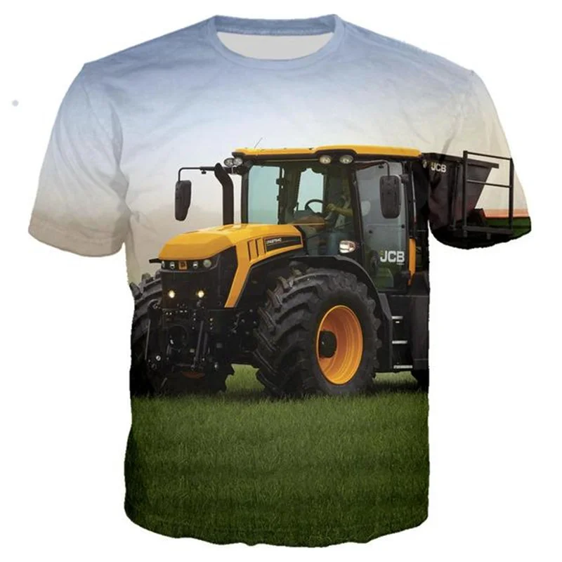 

2021 T Shirt For Men Car Tractor 3D Element Printing T Shirt Short-Sleeve Mens Hip-Hop Casual Sporty Streetwear Mens T-shirts